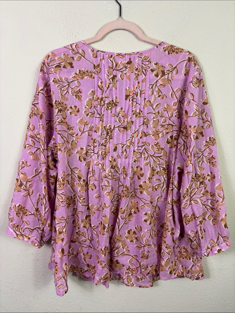 J. Jill Lilac Floral Button Down Tunic Top size XL 100% Cotton - Picture 4 of 9
